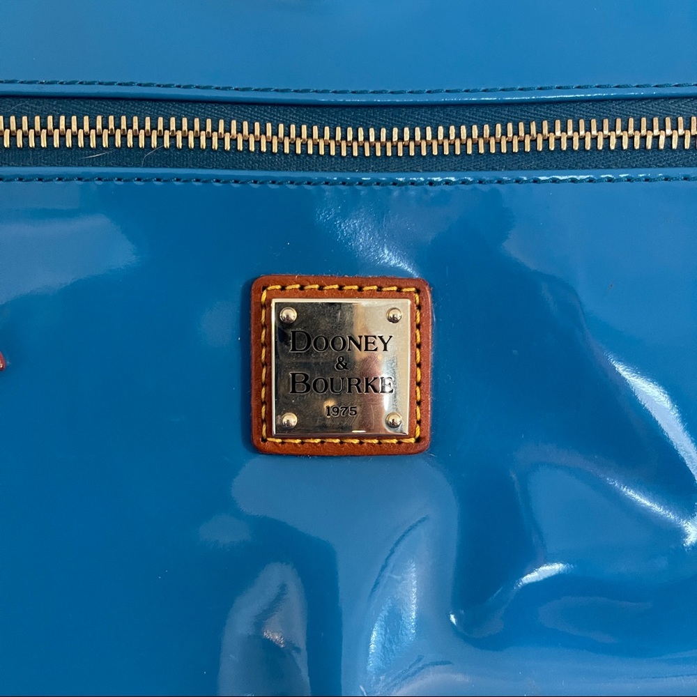 Dooney & Bourke Blue Patent Leather Shoulder Bag with Gold Hardware